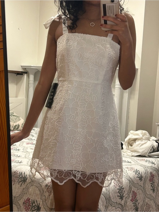 Lulus Dresses & Skirts - Lulu's White Floral Lace Tie-Shoulder Mini Dress